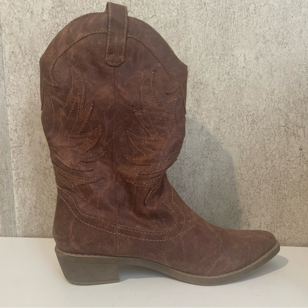Rampage Cowboy Boots Brown Faux Vikki Women’s 7.5 New 328319 - Picture 4 of 9